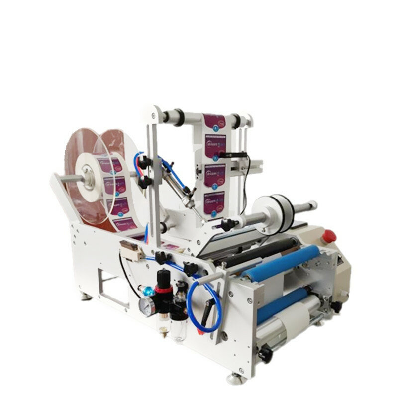 Semi otomatis dua sisi mesin pelabelan botol kaca plastik pet dengan fungsi hitung produksi