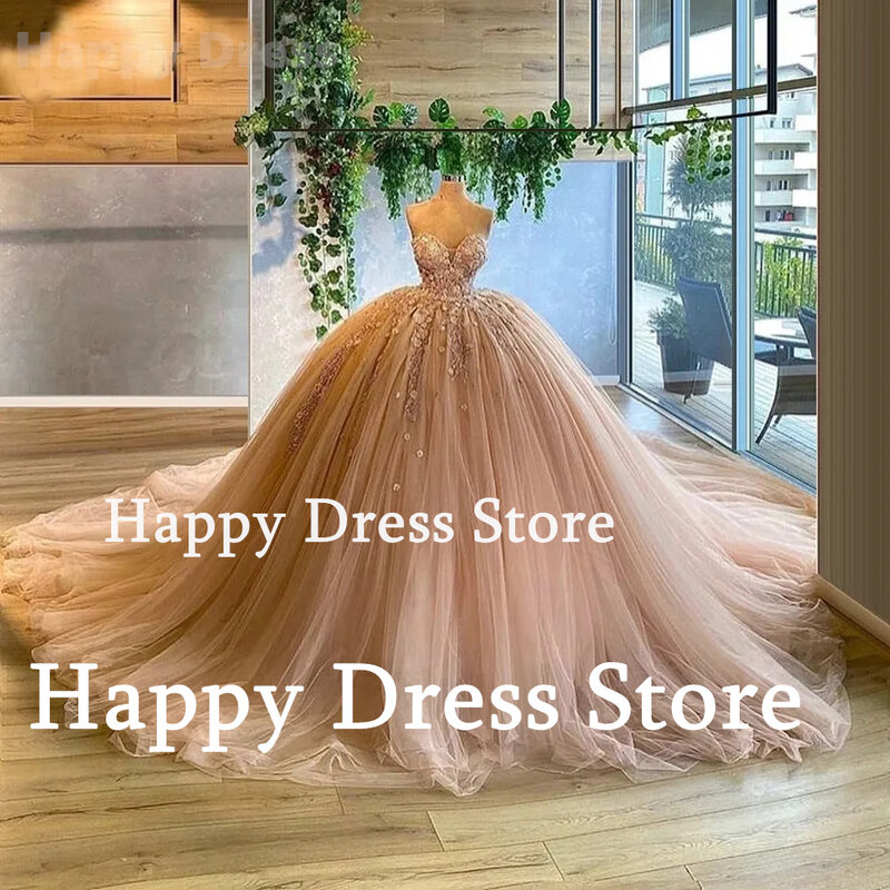 Новинка, платье для выпускного вечера, платье принцессы, бальное платье принцессы, Тюлевое кружевное цветочное оформление, свадебное платье А-силуэта