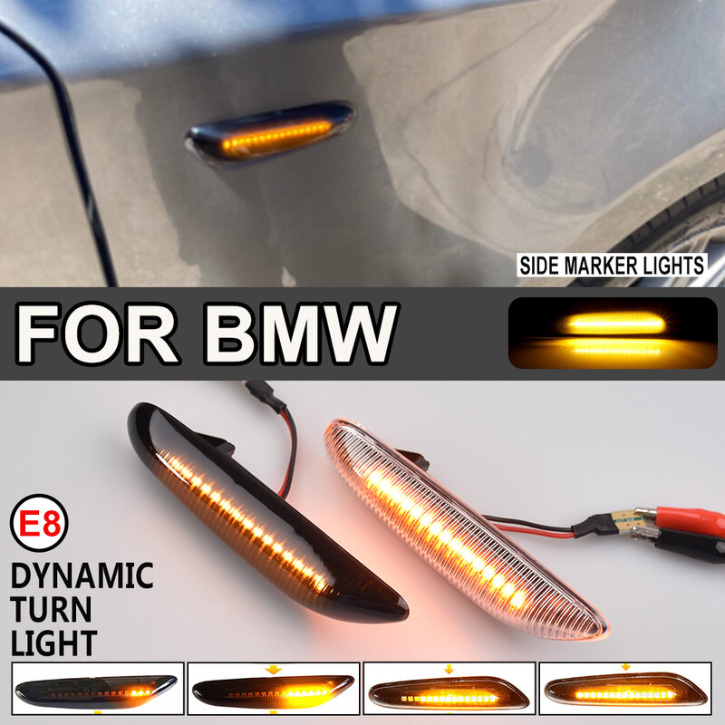 Sepasang Lampu Blinker Lampu Penanda Sisi Sinyal Belok LED Mengalir Dinamis untuk BMW E46 E60 E61 E90 E91 E81 E87 E82 E88 E83 E84 E92 E93 X3