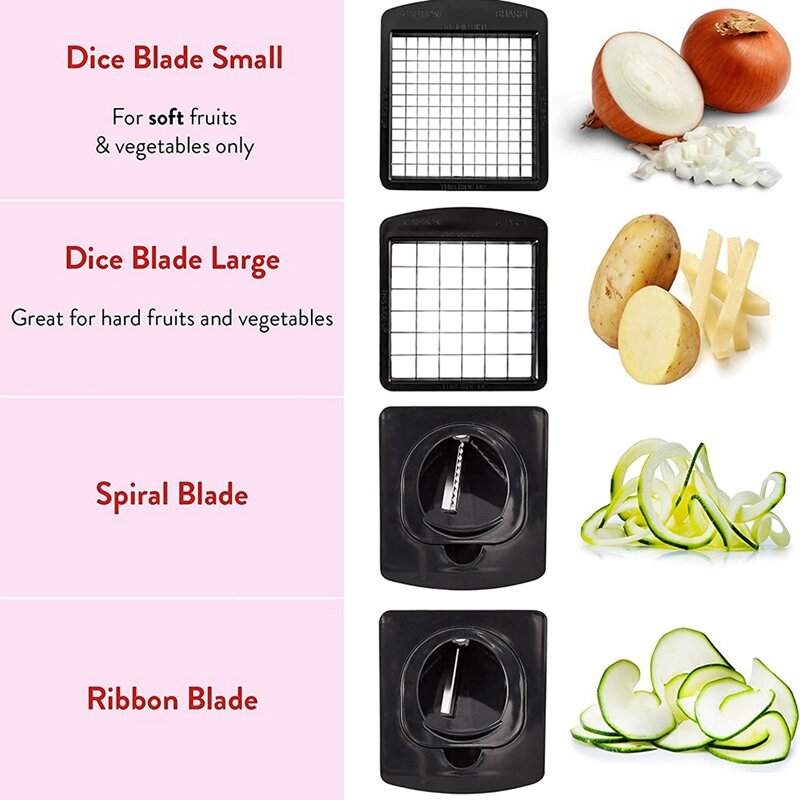 Multipurpose Vegetable Cutter Spiralizer Vegetable Slicer - Onion Chopper With Container - Pro Food Chopper