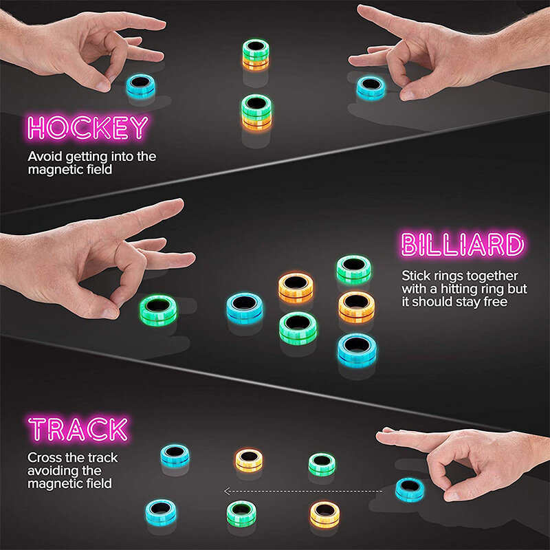 3 sztuk/zestaw kolorowe pierścień magnetyczny obracające się koniuszki palców bączek Fidget Spinner lęku przed stresem zabawki przędzarka ręczna