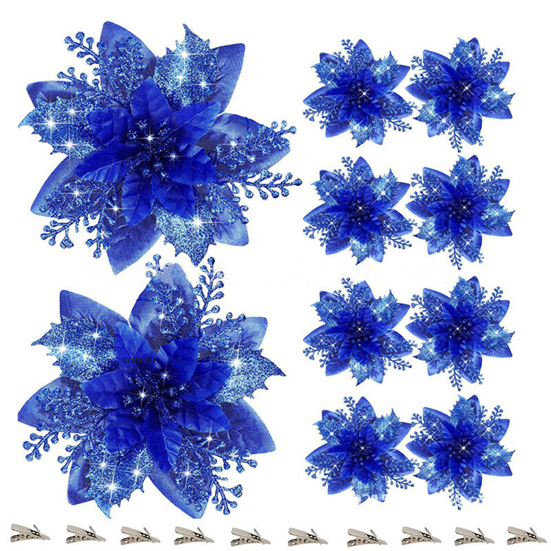 10/5/1 pz 14.5cm Glitter fiori di natale artificiali decorazione dell'albero di natale felice anno nuovo ornamenti natale fiori finti natal