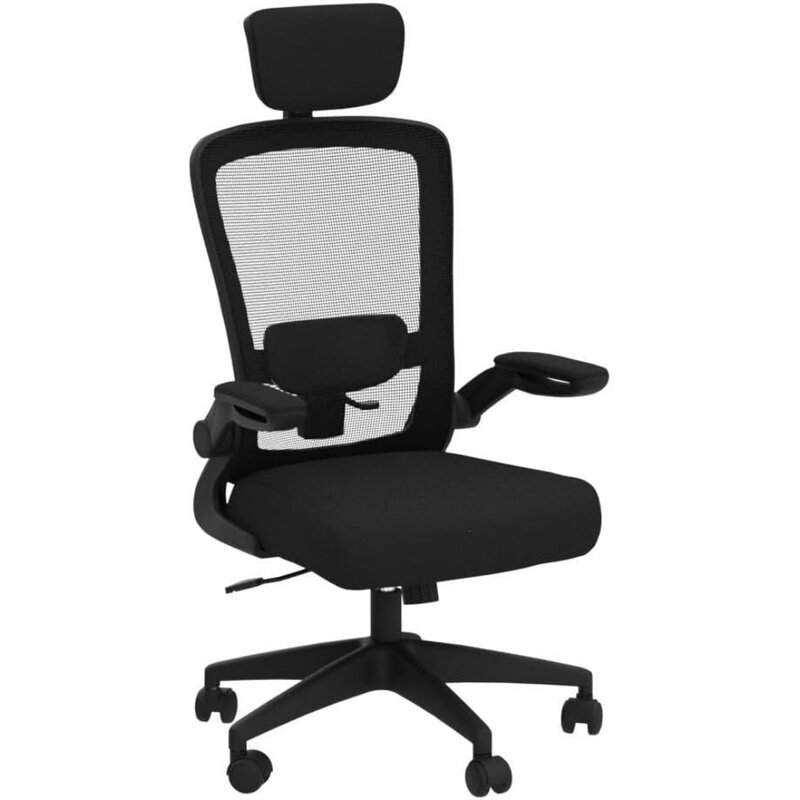Офисный стул, стул на подголовник с регулируемой поддержкой поясницы, вращающийся офисный стул для работы дома с высокой спинкой и подлокотником