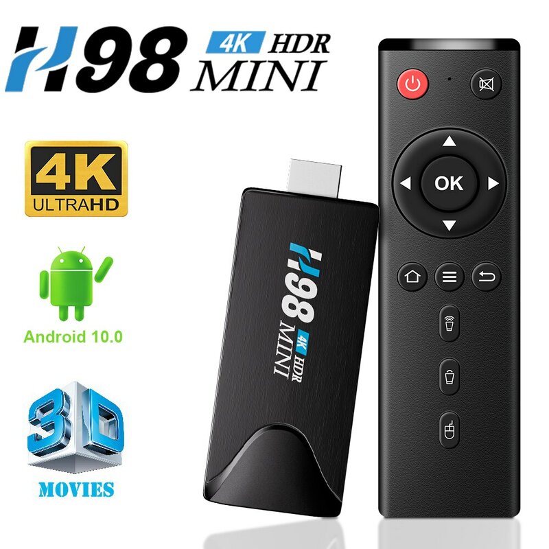Mini Smart TV Stick, Android 10, 4K HD, 2G, 16G, H.265 Media Player, 2.4G, 5G, Dual WiFi, Receptor de TV Set Top Box