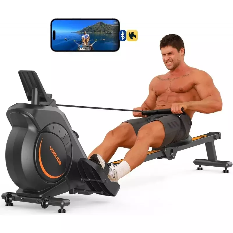 YOSUDA Magnetic Water Rowing Machine, Remador dobrável para uso doméstico com Bluetooth, App suportado, Tablet, 350 lb Peso Capacidade