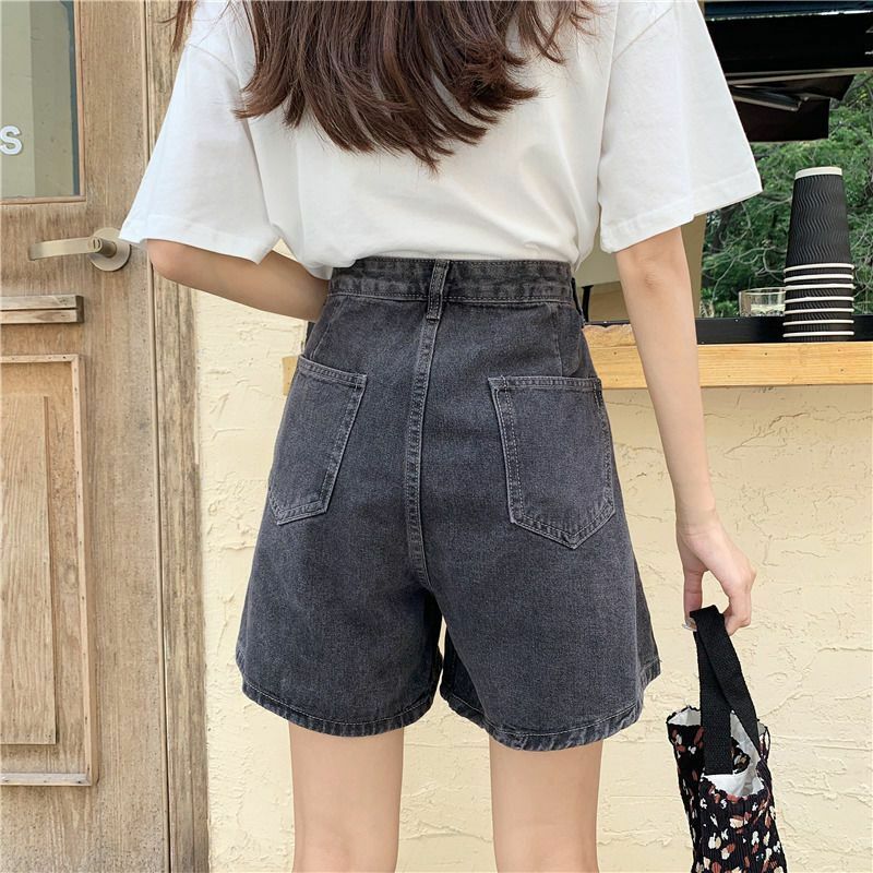 Dongmen-shorts jeans retrô feminino, cintura alta, calças largas de perna quente, design de nicho, novo, verão, 2022