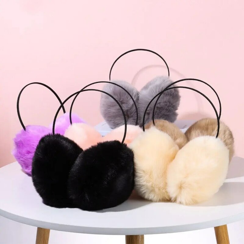 Faux Rabbit Fur Plush Earmuffs para Feminino, Proteção Orelha Bonito, Saco Quente