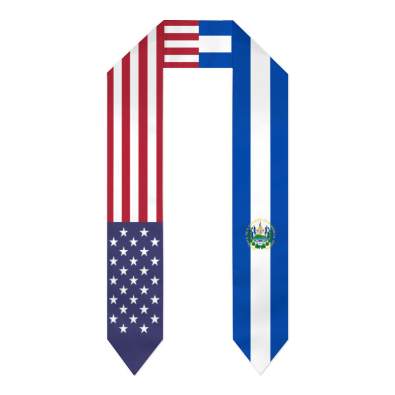 Faja de graduación El Salvador y Estados Unidos, bandera de Estados Unidos, estola, chales para graduados, envolturas de Scraf, regalos de orgullo internacional para estudiantes