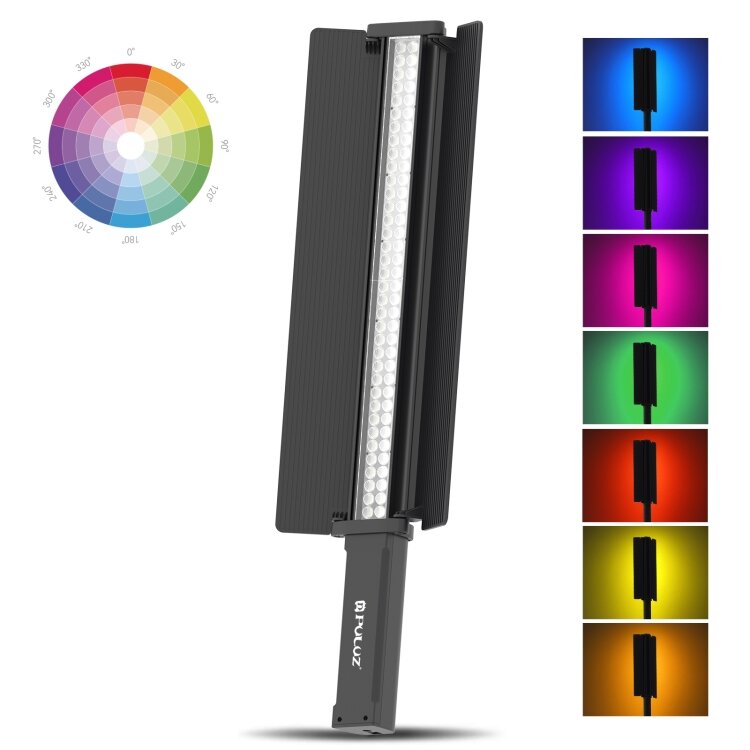 PULUZ-Palo de mano para fotografía, luz de relleno RGB a todo Color con Barndoor, anillo de luz para Selfie, 72 LED, suministro de fábrica