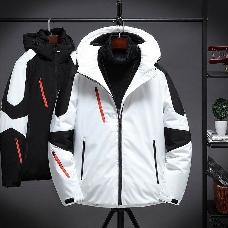 새로운 브랜드 캐주얼 패션 2021 오리 다운 코트 남성용 윈드 브레이커 모피 칼라 겨울 파카 재킷, 디자이너 남성 의류