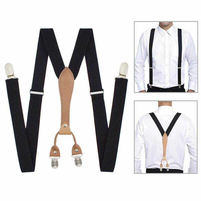 Tirantes en forma de Y para hombre Y mujer, cinturón ajustable Vintage, 4 Clips, para fiesta de boda