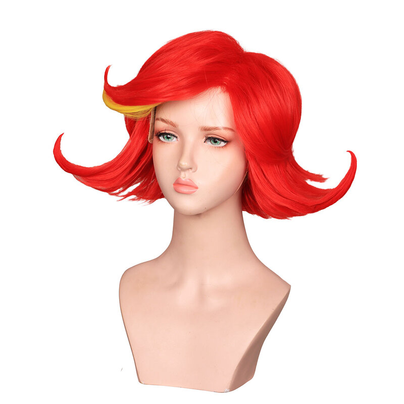 Kyo Mdeium czerwona z żółtą peruką do cosplay dla kostiumu na Halloween Niffty Hazbin Hotel