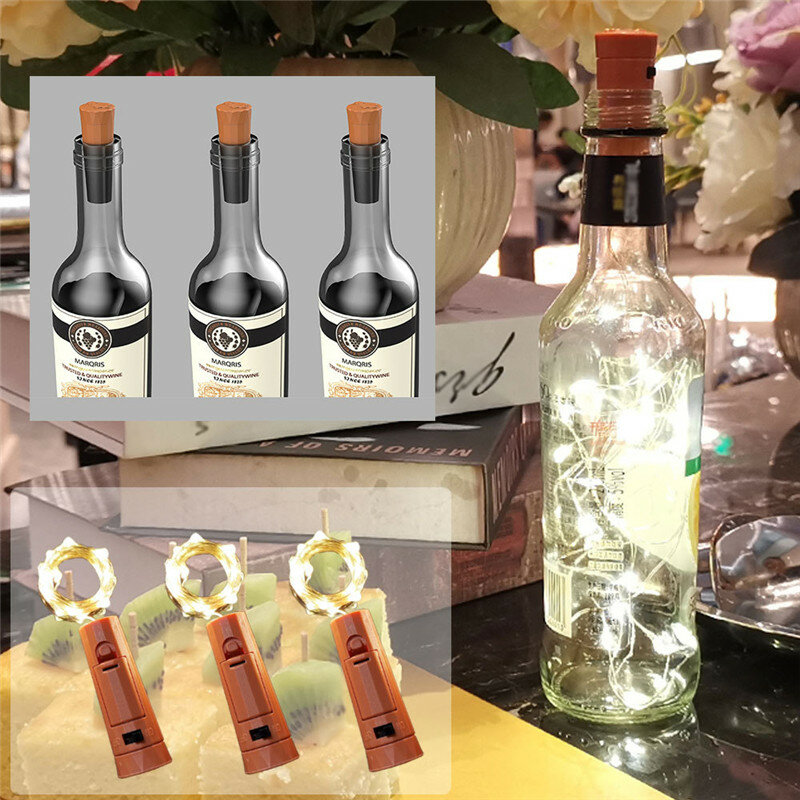 방수 요정 라이트 와인 병, DIY 스트링 조명, 웨딩 파티 화환 장식 램프, 2M 20LED 병 마개, 10 개