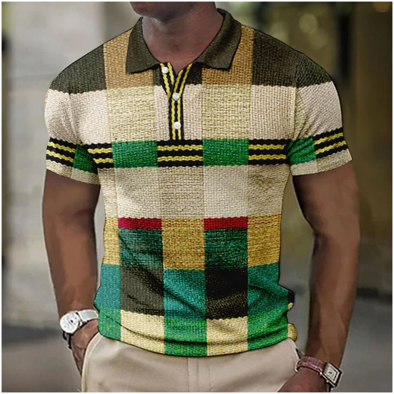 رجل بولو قميص الترفيه الخرق المطبوعة قمصان عادية قصيرة الأكمام شبكة بلوزة الصيف الملابس المتضخم تيز تنفس بولو قميص
