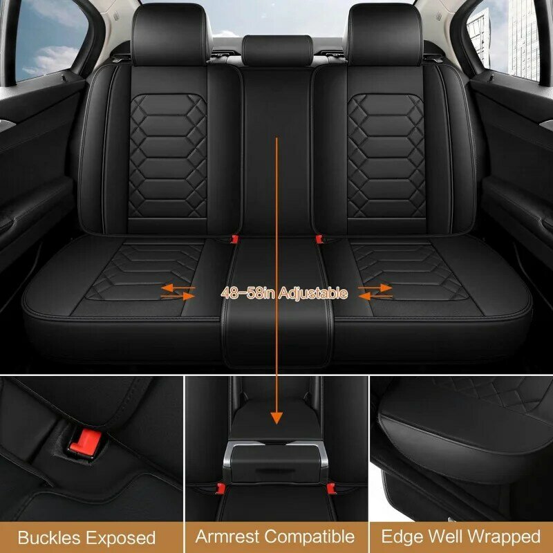 Universal impermeável couro carro assento cobre, conjunto completo, impermeável, falso para antiderrapante interior, apto m