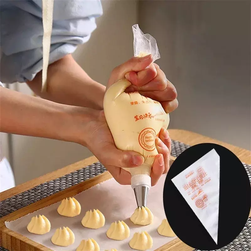 50PCS Disposable Pastry Bag S/M/L Piping Bag Icing Fondant Cream Squeeze Cream Bag Dessert Decorators Pastry Tip Nozzle Bags