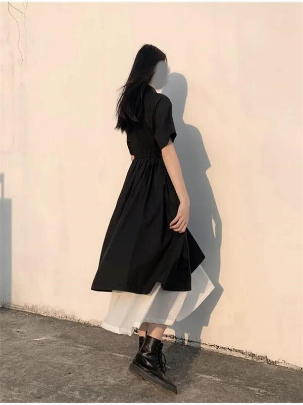 Abito Lolita giapponese Street abiti da donna primavera autunno donna 2021 abito longuette lungo abito Kawaii abito Vintage nero Chic Xxl