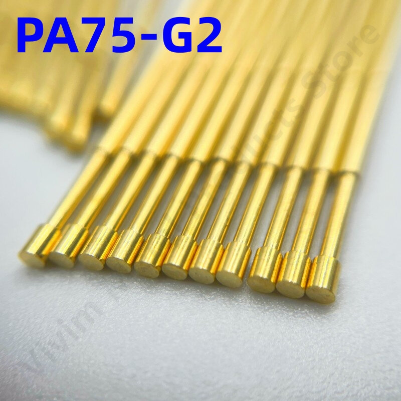100PCS PA75-G2 Spring Test Probe PA75-G Test Pin Test Tool 17.0mm Dia1.02mm Gold Needle Tip Dia 1.30mm Pogo Pin P75-G P75-G2