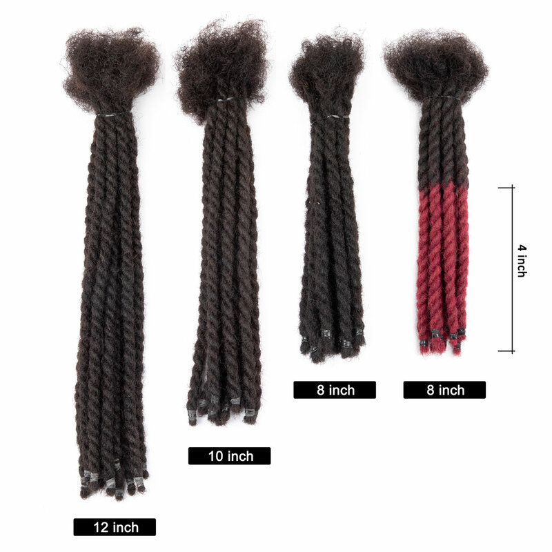 0.8cm Pre-skręcone dredy z ludzkich włosów stylizowane na retwistowanie trwałych dredów Locs przedłużanie 8/10/12 cali naturalny czarny dwukolorowy