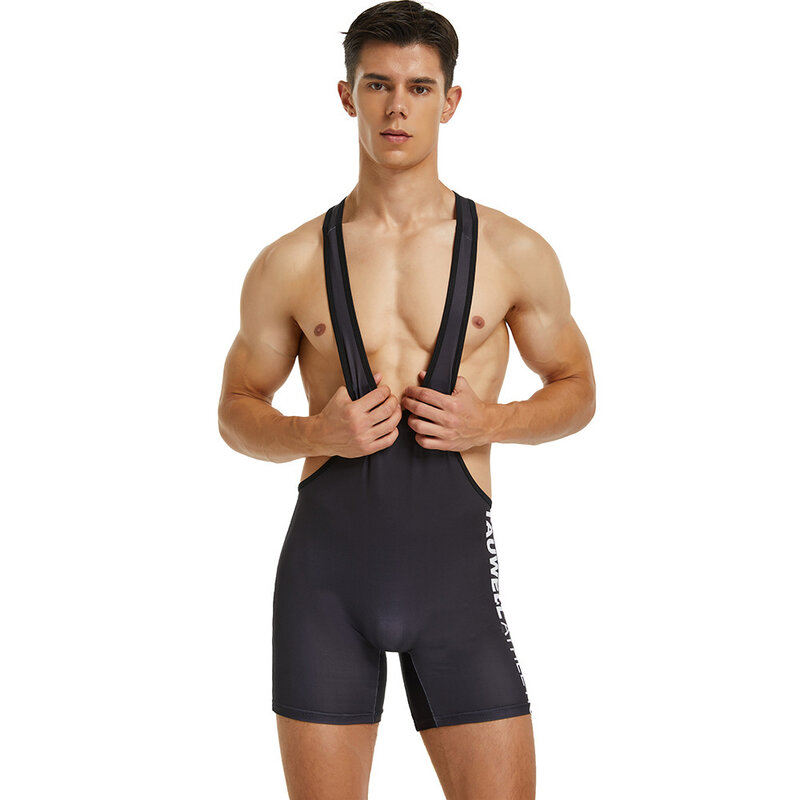 Bodysuit untuk pria muda, desain khusus untuk pria, rompi elastis bernapas, Jumpsuit cepat kering, Lingerie latihan multifungsi