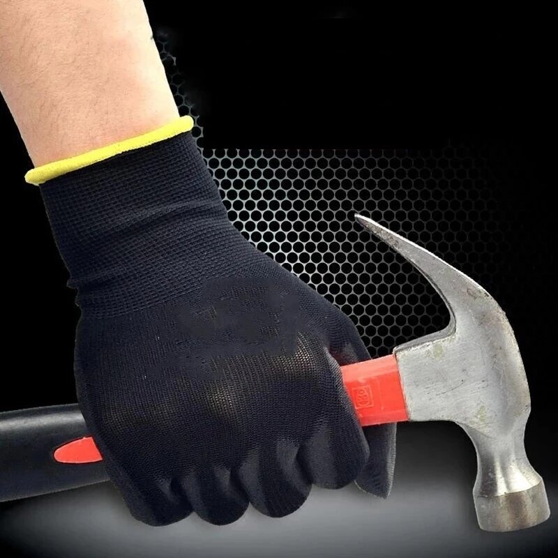 10/30 Pair Logo Free Polyurethane Gloves Safety Work Gloves Repair Gloves Palm Coated Gloves Carpenter Repairman Supplies