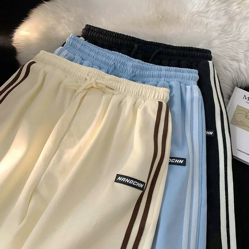 Korean Style Loose and Thin Women's Sports Shorts Beige Casual Dropshipping Summer Pants Wide-footed