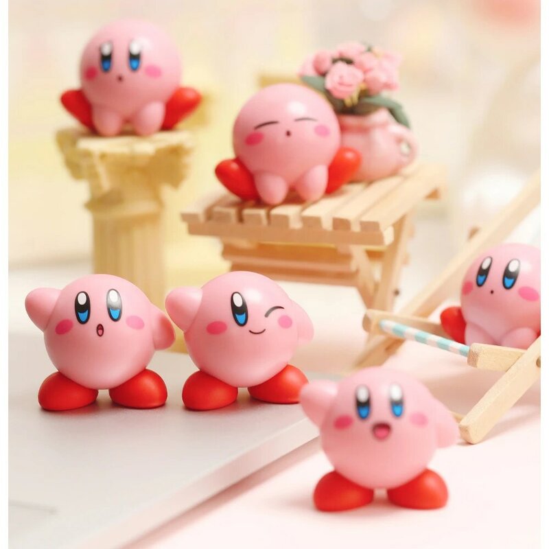 6 buah/set asli Kawaii bintang Kirby Figure Mini Kirby Waddle Dee PVC koleksi kotak kreatif telur hobi mainan