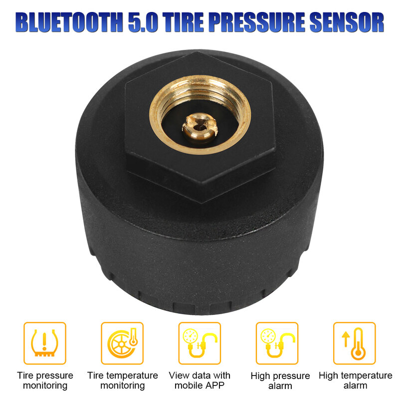 TPMS Bluetooth 5.0 sensor, sistem monitor tekanan ban mobil 0-100psi untuk Android/IOS penguji ban Aksesori otomatis