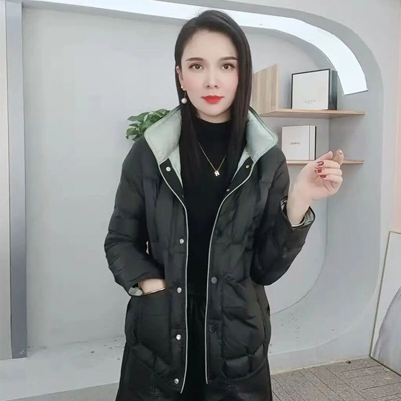 신제품 따뜻한 다운 코튼 재킷 여성용, 한국 패션, 가볍고 얇은 면 패딩, 두꺼운 다운, 2022 겨울