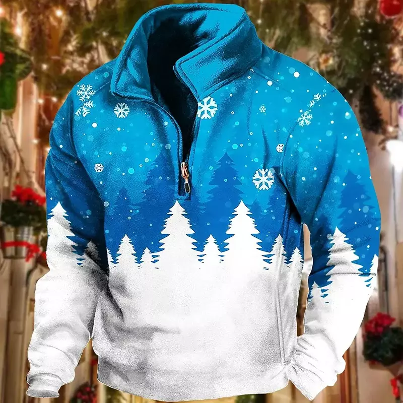 Neue Herren Reiß verschluss Sweatshirts 3d Weihnachts druck lässig Street Designer kurze Ärmel hochwertige Herren bekleidung übergroßen Pullover