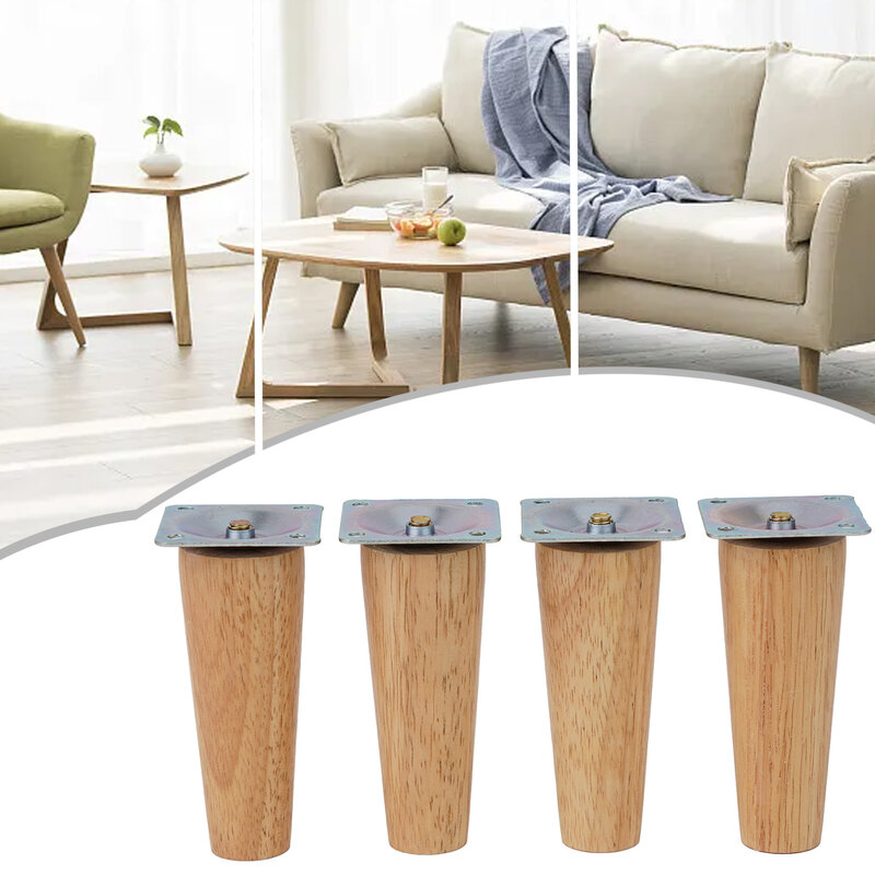 Sofa Legs 4 Piece Set Crafted from Eco Friendly Natural Oak Adaptable to Wide Range of Furniture Styles Floor Safe Design
