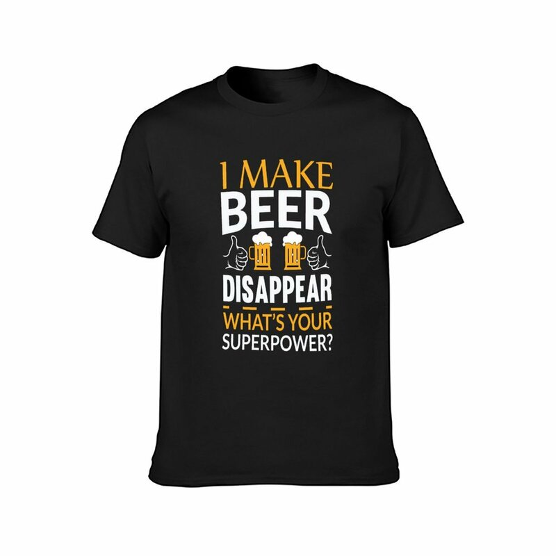 Eu faço a cerveja desaparecer t-shirt para homens, camisetas gráficas masculinas, super poder, meninos, planície branca