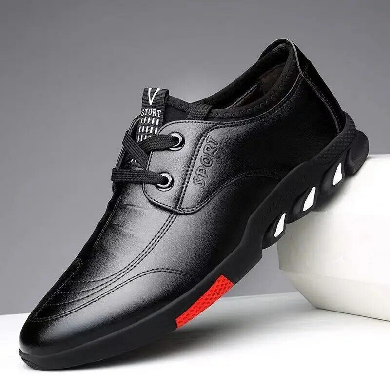 Men's Casual Leather Shoes Spring 2023 Men's Shoes Comfortable Silp on Work Shoes Male Soft Non-slip Loafers Summer Flat Shoes