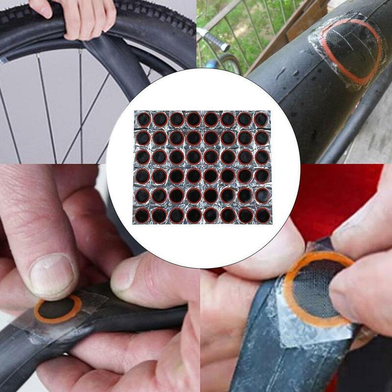 Parches de goma para pinchazos de bicicleta, Kit de reparación de tubo de neumático, sin pegamento, tubo interior de bicicleta, herramientas de reparación de pinchazos, 48 piezas