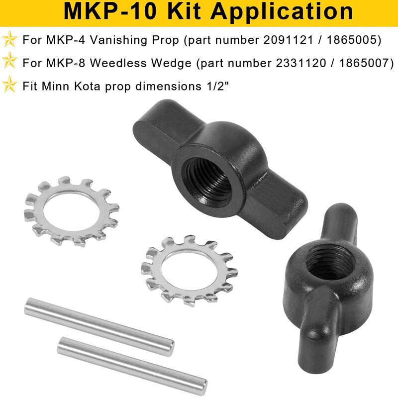 Weedless Wedge Nut Kit, compatível com Minn Kota Trolling Motor, MKP-4 Vanishing Prop, MKP-8, B 1865011, 1/2"