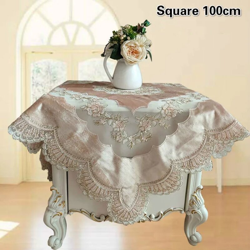 Quadrado de veludo rendas bordados costura bela toalha de mesa europeia mobiliário capa pano decoração do casamento natal tapete