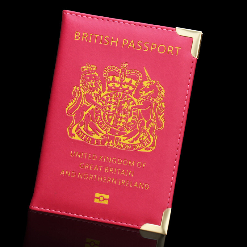 United Kingdom British Passport Cover UK Women Case for Passport Pink PU Cover of British Passport