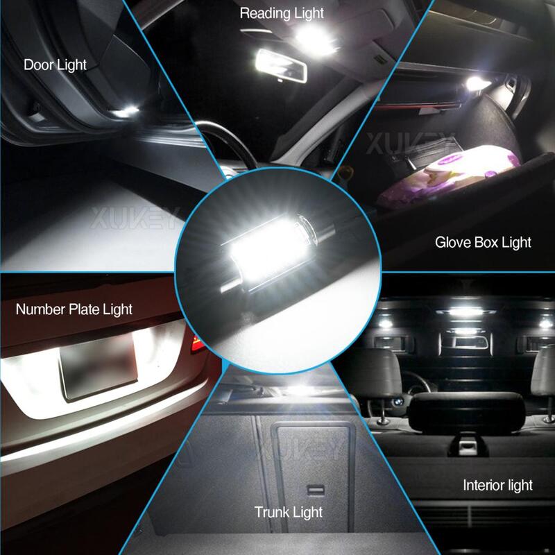 Bohlam Mobil LED Festoon 36Mm LED Kubah Membaca Xenon Putih Bohlam Lampu Interior Mobil Pengganti Lampu Pelat Nomor Lampu Peta 12V 4Pc