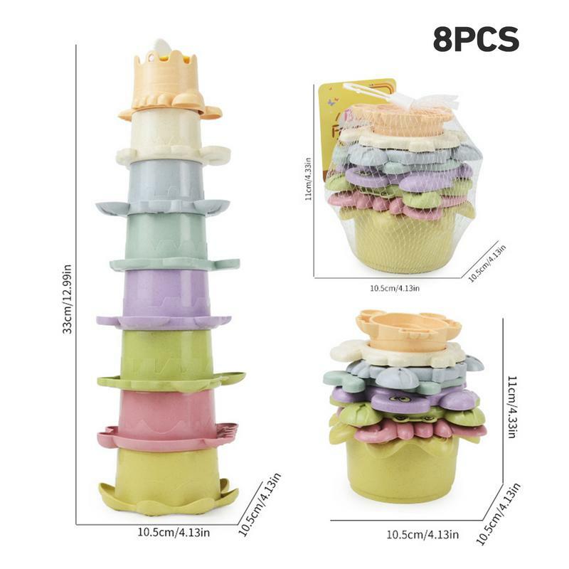 Bath Stacking Animals Set Of 8 Funny Educational Toy For Recognizing Animals And Numbers Fine Motor Skills Toys For Bath Pool