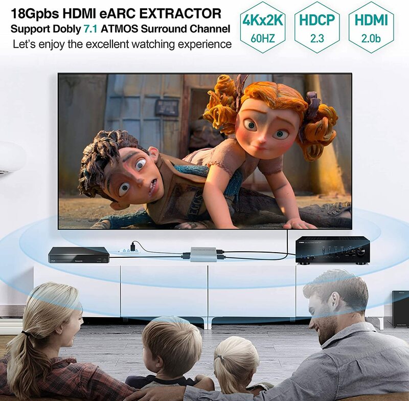HD eARC ekstraktor Audio 4K/60Hz 18 gb/s splitter Adapter HD ekstraktor Audio eARC loop dla wzmacniacza głośnik Soundbar HDTV