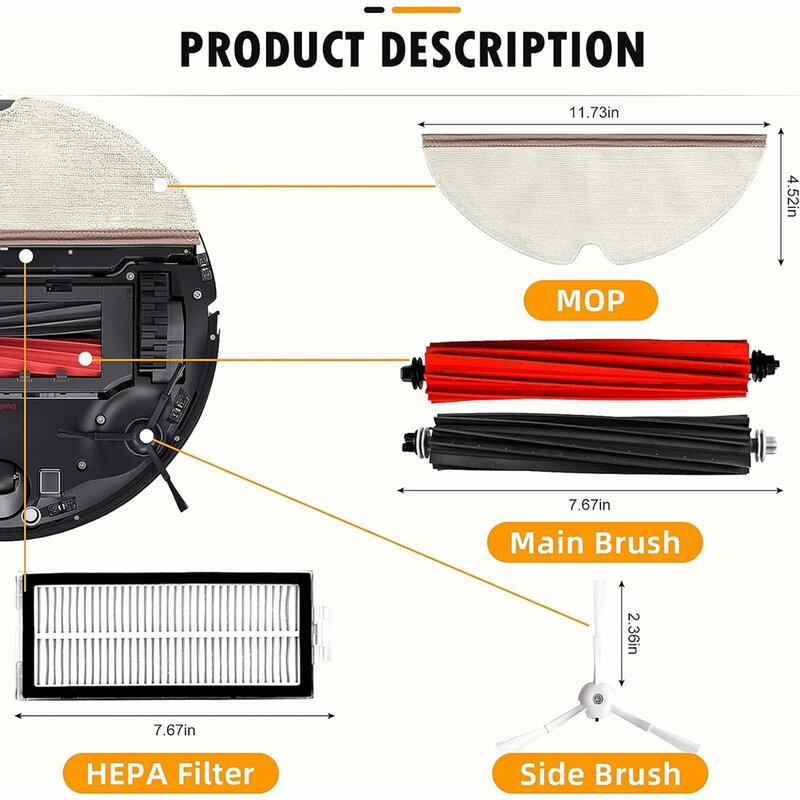 For Roborock Q8 Max /Q8 Max +/Q5 Pro/Q5 Pro+ Vacuum Cleaner Main Side Brush HEPA Filters Mop Pads Replacement Parts