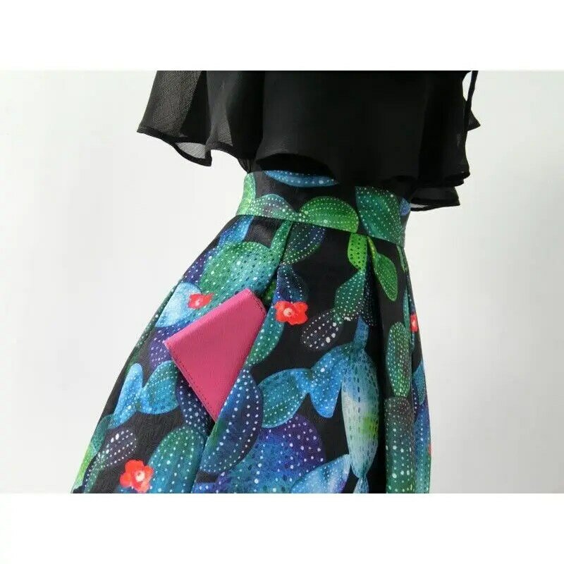 Female New Three-dimensional Printing Women Irregular Skirts Streetwear Temperament Elegant Fashion Pockets Chic Tutu Skirt Q624