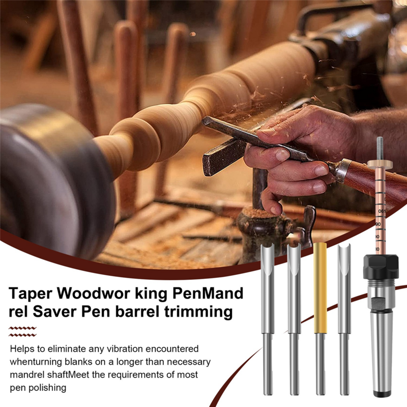 Pen Making Kit Pen Shaft and Pen Holder Trimming Set Wood Turning Mandrel for Making Pen Woodworking Lathe Accessories