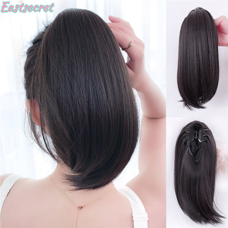 Synthetic Short Straight Ponytail small gripping clip in Hair Extensions slightly warped Pony-Tail Fake Hair Hairpiece For Women