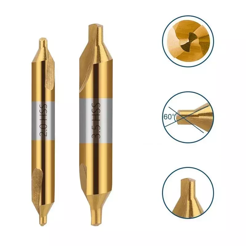 1.0-5.0mm Two End Titanium Plated Combination 6/7pcs High-speed Steel Center Drill Set