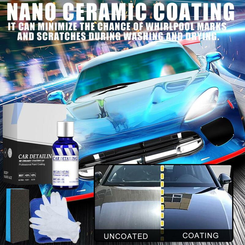 Kit de protección de pintura polimérica para coche, resistente al agua revestimiento cerámico, secado rápido, conveniente, 30ml/50ml
