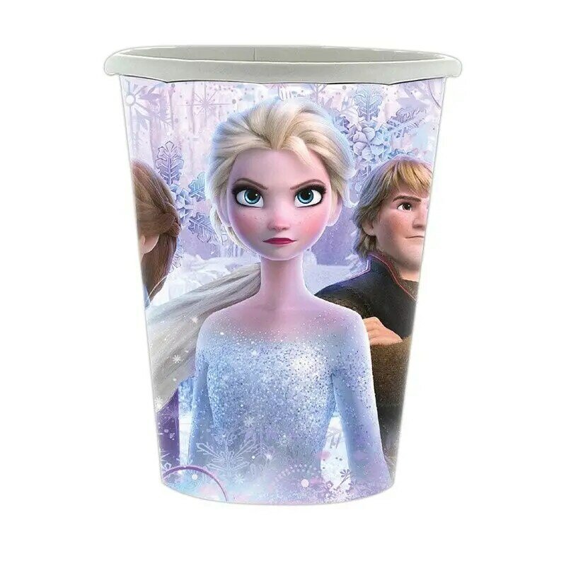 새로운 디즈니 엘사 안나 냉동 2 파티 용품 종이 컵 플레이트 식탁보 키즈 스노우 퀸 생일 파티 장식