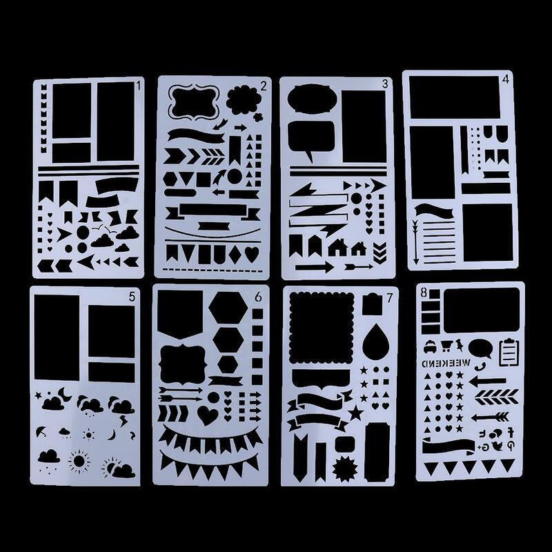 12 Stencil Plastic Drawing Template Stencils for DIY Planner Diary