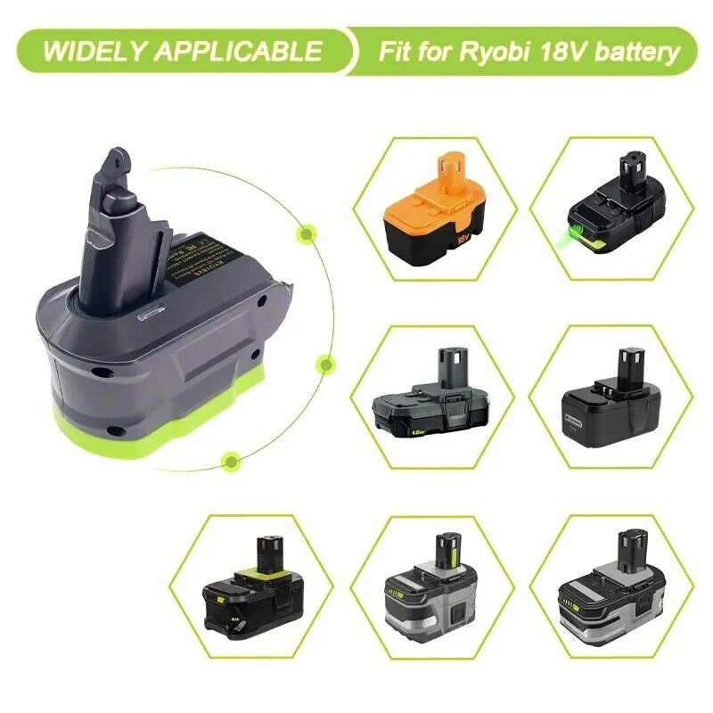 Akumulator do akumulatora litowo-jonowego Ryobi 18V konwertuj na odkurzacz zwierzęcy Dyson V6 V7 V8, Adapter do odkurzacz Dyson
