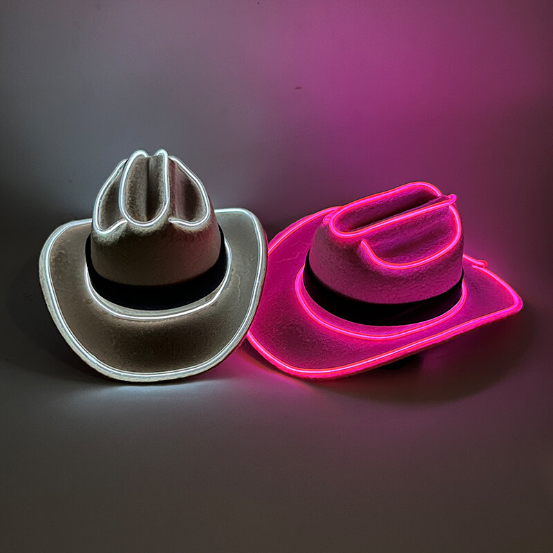 Sombrero de vaquero con luz LED para mascota, sombrero de vaquero nacarado brillante para gato y perro, accesorios para mascarada, luces parpadeantes